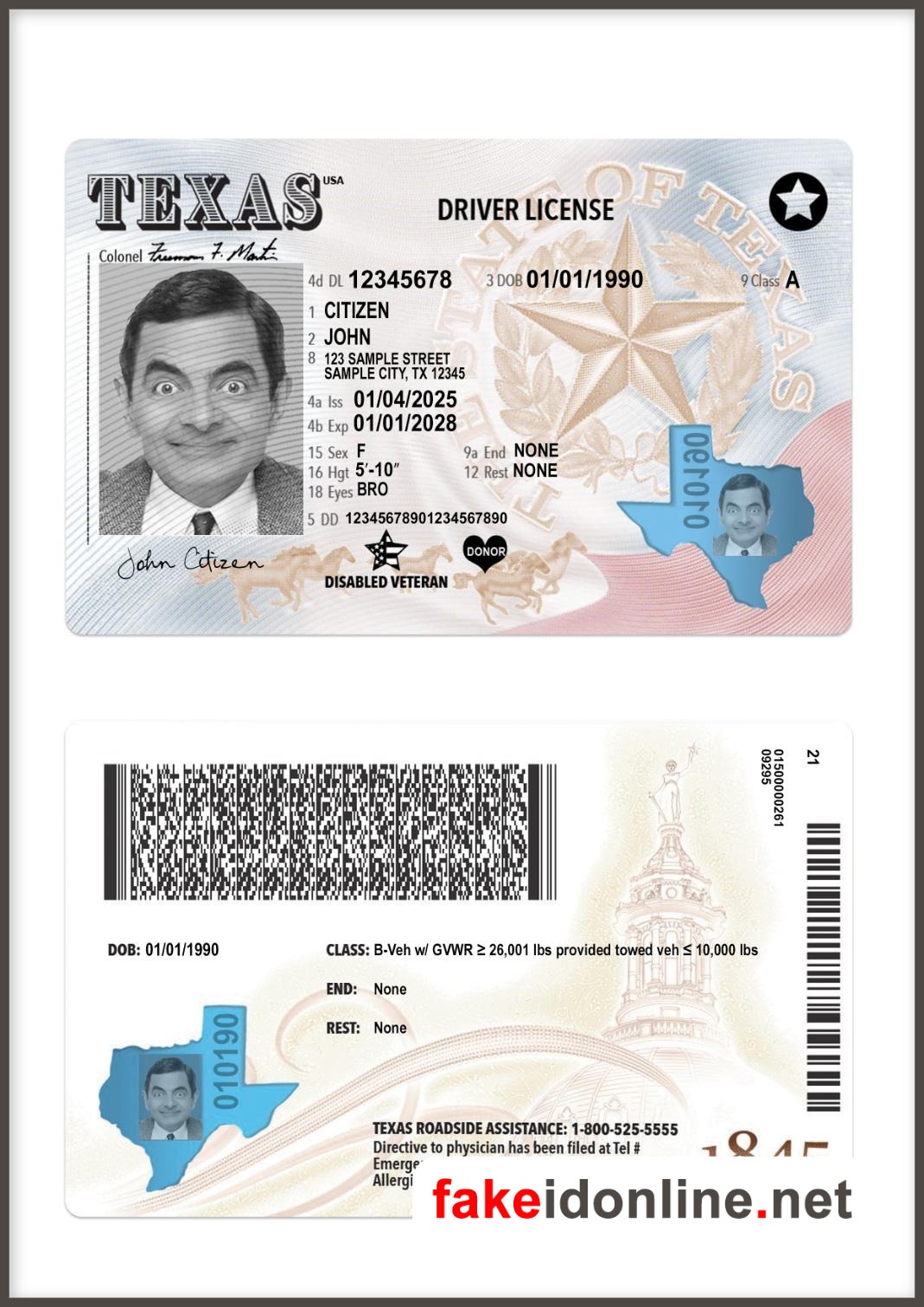 Texas Driver License PSD Template New 1200dpi